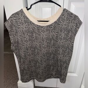 LOFT Leopard Print Women's Top - Black and Cream